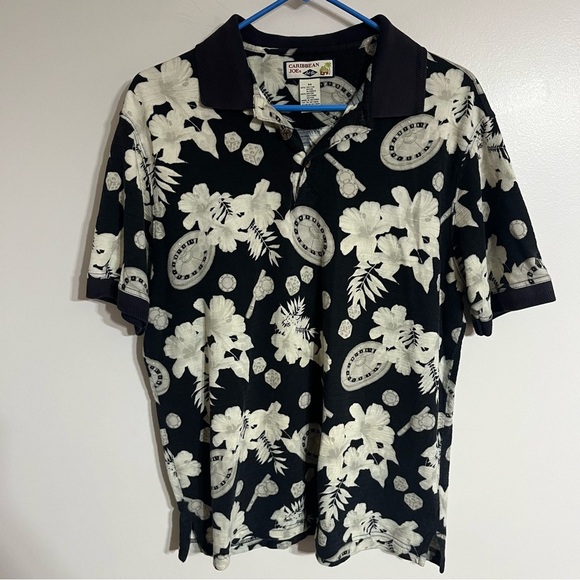 Caribbean Joe Medium Hawaiian Shirt GAMBLING Roulette CHIPS Cigar DICE Casino - Picture 1 of 6